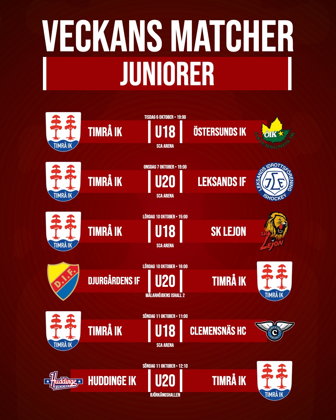 Veckans Matcher Juniorer preview